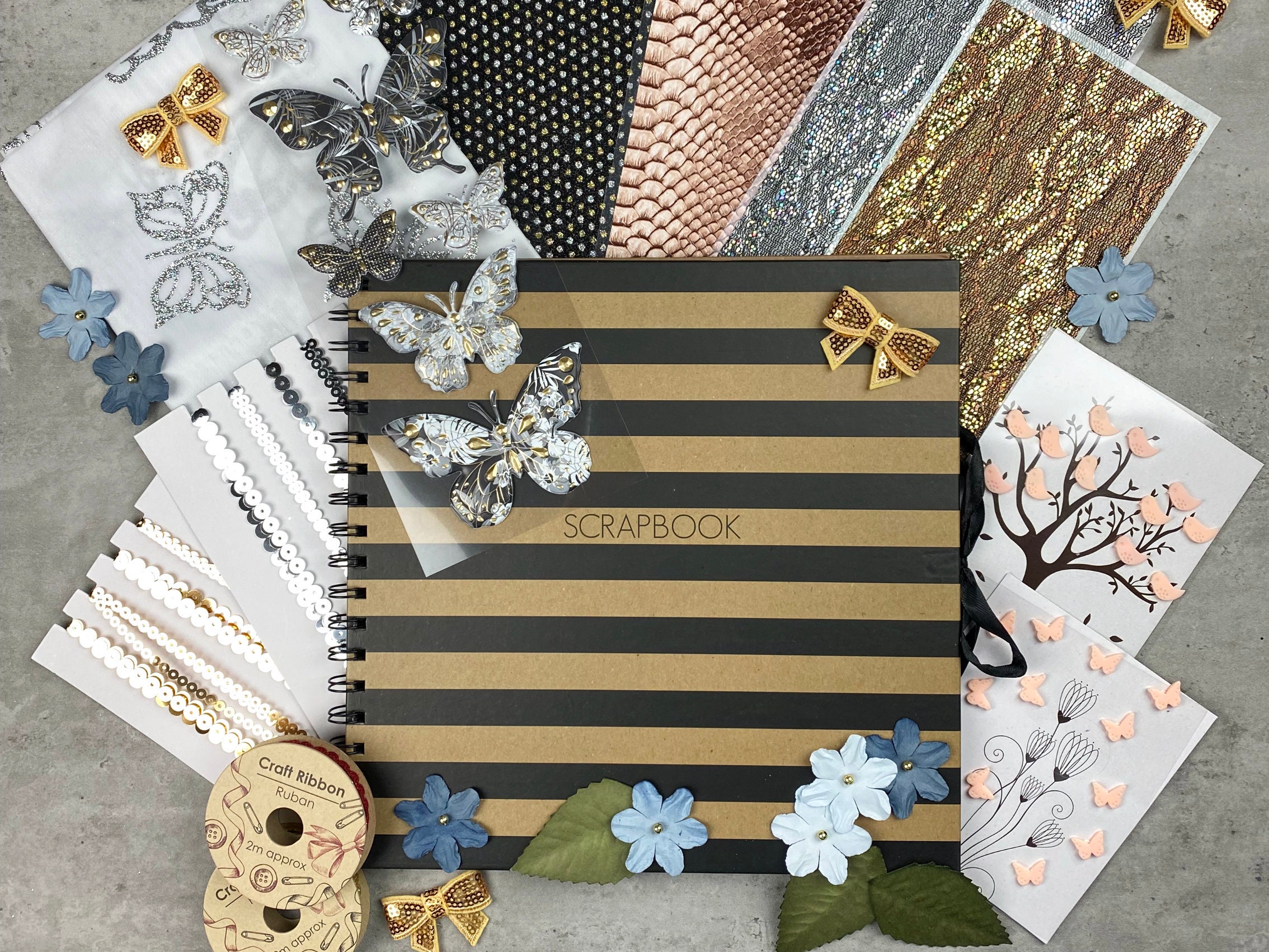 Neutral Tones Gold & Silver Scrapbook Starter Kit Scrapbook Etsy