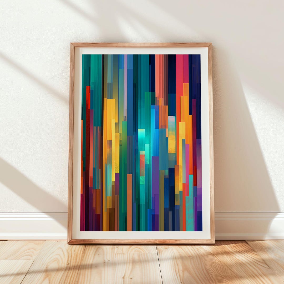 Colourful Abstract Poster, Modern Geometric Abstract Print, Vertical ...