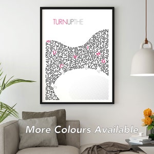 Turn Up The Bass Poster | Typography Wall Art  | Wall Art Gift | Wall Art | Music Poster | Typography Print | Music Poster | Colourful Print
