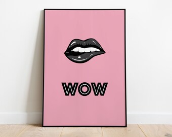 Black Lips Typography Print: Bold Font Quirky Wall Art