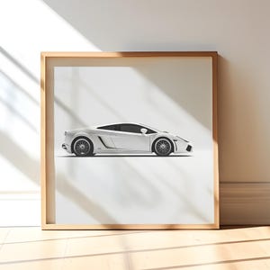White Lamborghini Gallardo Poster | Iconic Sports Car | Super Car Posters | Lamborghini Wall Art Print | Car Lovers Gift | Gallardo Print