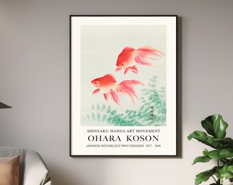 Ohara Koson,  Goldfish Print | Japanese Wall Art | Japanese Poster | Vintage Art | Japanese Woodblock Prints | Oriental Wall Art