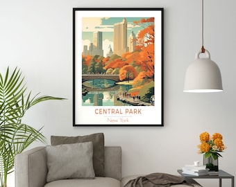 Central Park New York Print: Vibrant Travel Poster