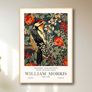 William Morris Woodpecker Print | Master Collection | William Morris Poster | Vintage Wall Art | Textiles Art | Exhibition Poster | Floral