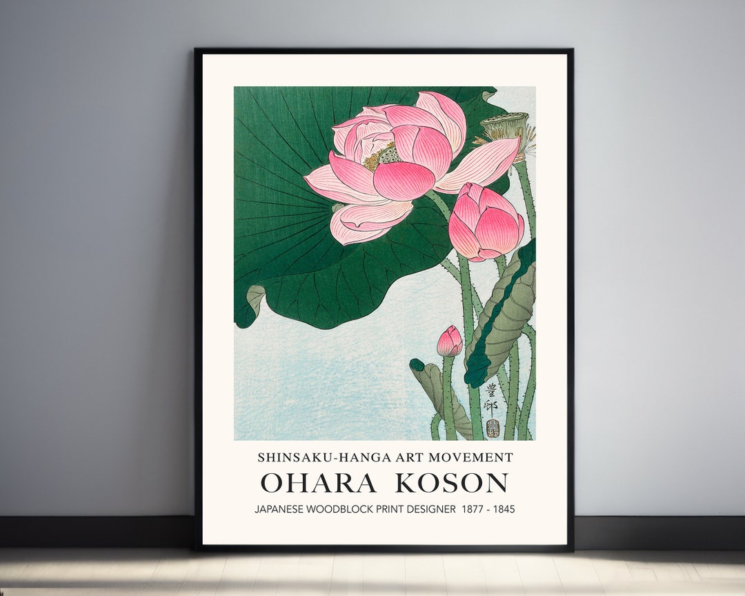 Ohara Koson, Pink Lotus Flower Print | Japanese Wall Art | Japanese ...