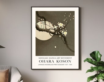 Ohara Koson,  Moon Print | Japanese Wall Art | Japanese Poster | Vintage Art | Japanese Woodblock Prints | Oriental Wall Art