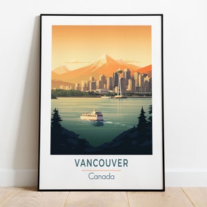 Vancouver Print | Canada | Travel Poster | Bright Colour | Wall Art Gift | Wedding Gift | British Columbia | Birthday Present