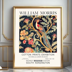 Impresión de ave del paraíso de William Morris, Póster de exposición, Póster de William Morris, Arte vintage, Arte textil, Arte floral, Arte de la vida silvestre