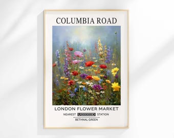 William Morris Style Floral Print: Columbia Road Flower Market Art