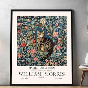 Gatto soriano di William Morris / Collezione Master / Poster di William Morris / Arte vintage / Arte tessile / Poster della mostra / Poster del gatto