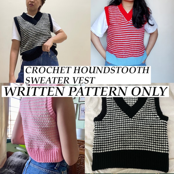 Crochet Houndstooth Sweater Vest