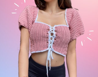 Patrón de blusa Haru con mangas abullonadas