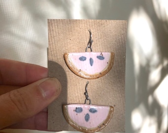 Pink watermelon earrings