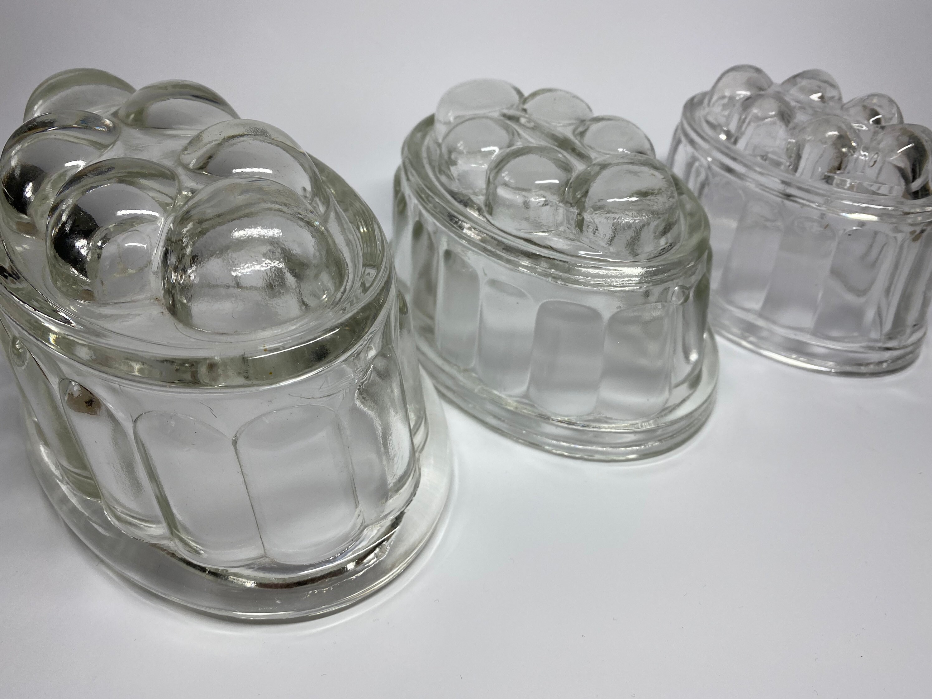 Vintage glass Jelly moulds / bubble / leaf design /Small/ Etsy