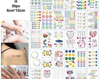 30pc Small Rainbow Tattoo smile face lovely STICKERS  waterproof and long last