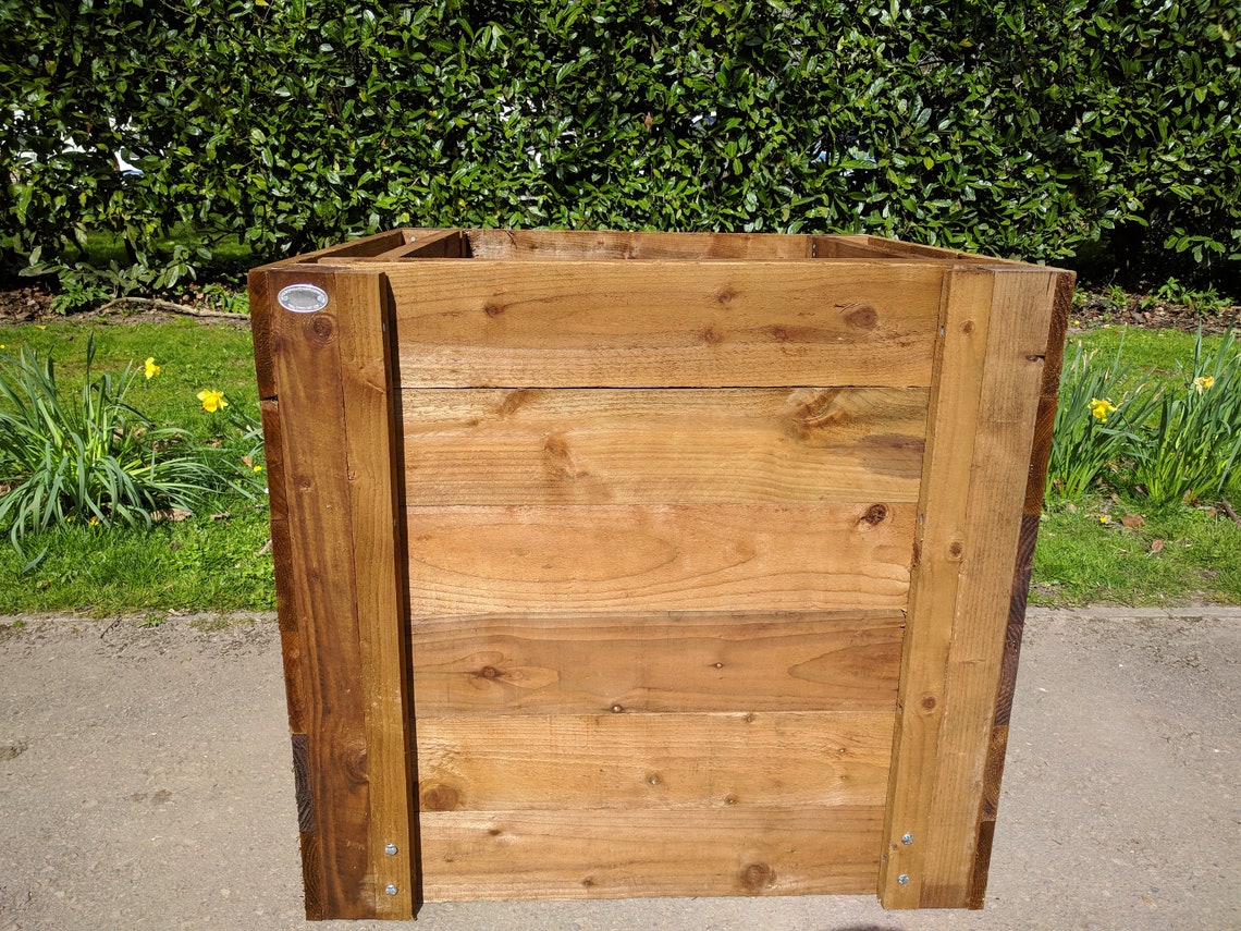 Wooden Compost Bin with Lid Pressure Treated Single Etsy