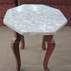 Mother Of Pearl End Table, Side Table, shell tables, Coffee Table, Dining Table, Patio Table, Center Table, Garden Table