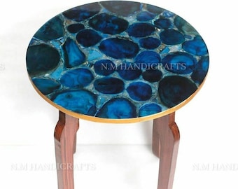 Blue Agate Table Top, Agate Side Table, Coffee Table, End Table, Console Table, Gemstone Table Top, Home & Office Decor, Nesting Table Top