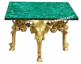 Malachite Inlay Stone Coffee Table Top, Dining Table Top, Natural Stone Table, Malachite Stone Table, Malachite Inlay Table, Green Table Top