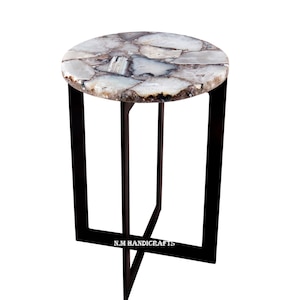 Natural White Agate Table Top, Coffee & End Table, Side Table, Office Table, Centre Table, Agate Stones Marquetry, Home And Office Decor