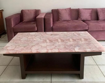 Quartz Coffee Table, Quartz Dining Table, Quartz Center Table, Quartz Vanity Top, Gemstone Slab, Kitchen Counter, Pink Stone Center Table