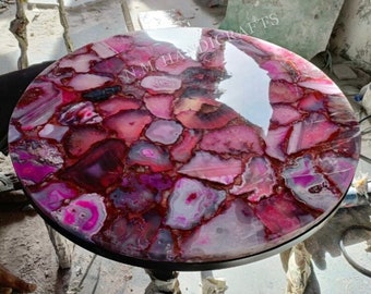 Pink Agate Coffee Table, Agate Side Table, Pink Agate Center Table, End Table, Console Table, Gemstone Table Top, Home Decor, Garden Table