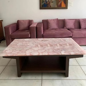 Quartz Coffee Table, Quartz Dining Table, Quartz Center Table, Quartz Vanity Top, Gemstone Slab, Kitchen Counter, Pink Stone Center Table
