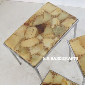 Natural Stone Table Top, Coffee & End Table, Side Table, Office Table, Agate Stones Marquetry, Home And Office Decor