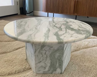 Onyx Marble Coffee Table, Green Onyx Marble Coffee Table, Side Table, Marble Living Room Table with marble stand, Marble Conference Table