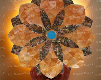 Frutero de mármol, cuenco de loto con incrustaciones de piedras preciosas, cuenco decorativo para mesas centrales, arte decorativo y objetos de colección para el hogar.