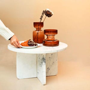 White Marble Coffee Table, Marble Center Table, Marble Side Table, Marble Living Room Table with marble stand, Restaurant Coffee Table