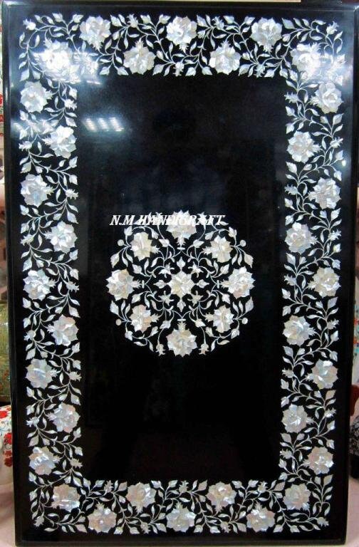 48 X 24" Rectangular Ancient Italy Inlaid Floral Inlay, Handmade Art, Coffee Table Top, Mosaic Marquetry Art, Coffee /side/dinning table top