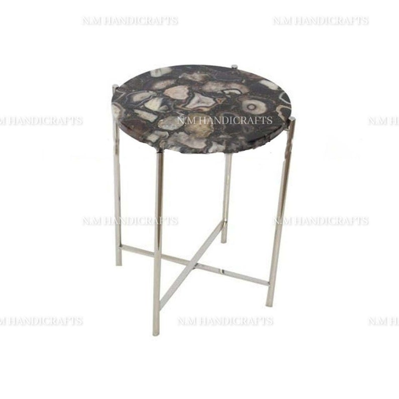 Natural Black Agate Coffee Table Top, Stone Table Top, End Table, Side