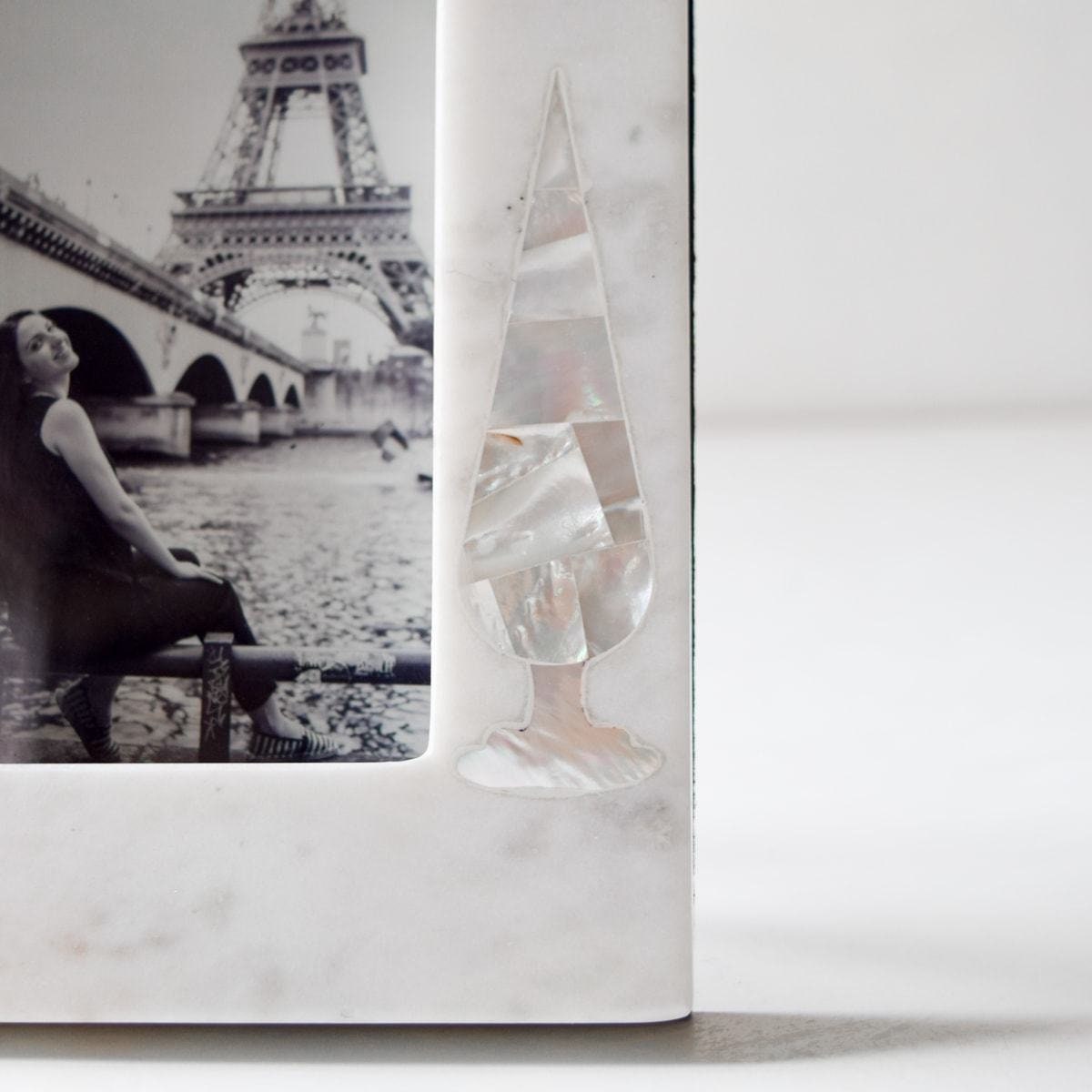 Decorative White Marble Inlay Photo Frame Mop Shell Inlaid - Etsy