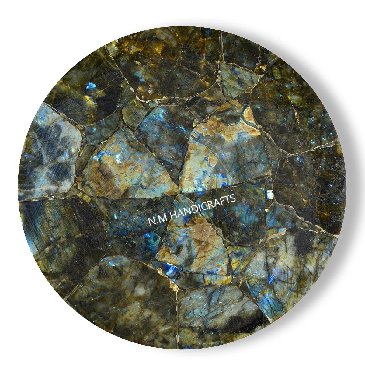 Round Labradorite Gems Stone, Coffee Table Top, Side Table Top , Coffee Table Top, Patio Table, Hallway Table, Home Decor, Office Decor,