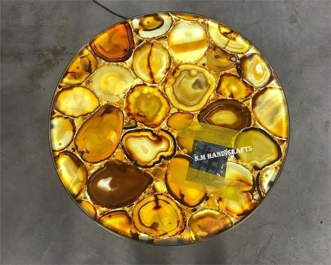 Luxury Agate Stone Table Top Mid Century Coffee & End Table Etsy