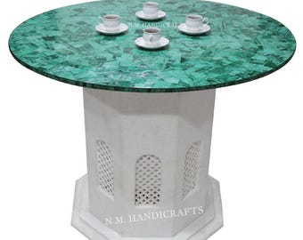 Malachite Coffee Table, Gemstone Table, Malachite Center Table, Malachite Stone Table Top, Green Stone Table