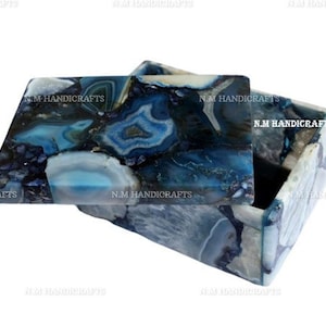 Blue Agate Jewelry Box, Agate Storage, Trinket Box, Multi Purpose Box, Unique Gift For Her, Handcrafted Jewel Box,Multi Use Box, Couple Gift
