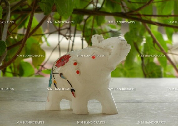 Marble Inlay Baby Elephant Small Elephant Pietre Dure Art Baby Gift Kids Toy Home Decor Table Decor Animal Figures Handmade Art Etsy UK
