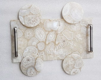 14インチ×8インチ 希少なマイルドブルーアゲート ハンドメイド