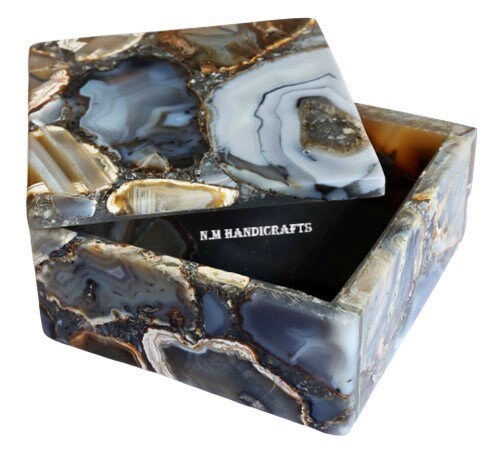 Grey Agate Jewelry Box, Agate Storage, Trinket Box, Multi Purpose Box, Unique Gift For Her, Handcrafted Jewel Box,Multi Use Box, Couple Gift