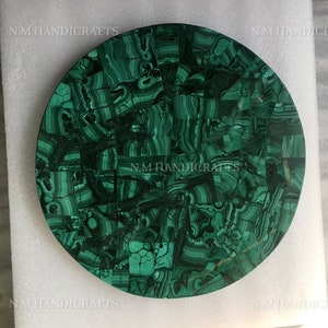 Malachite Coffee Table Top, Malachite Round table, Malachite Side Table, Malachite Stone Table, Malachite Inlaid Table, Green Stone Table
