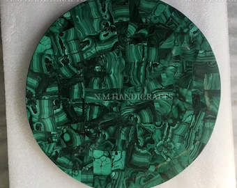 Malachite Coffee Table Top, Malachite Round table, Malachite Side Table, Malachite Stone Table, Malachite Inlaid Table, Green Stone Table