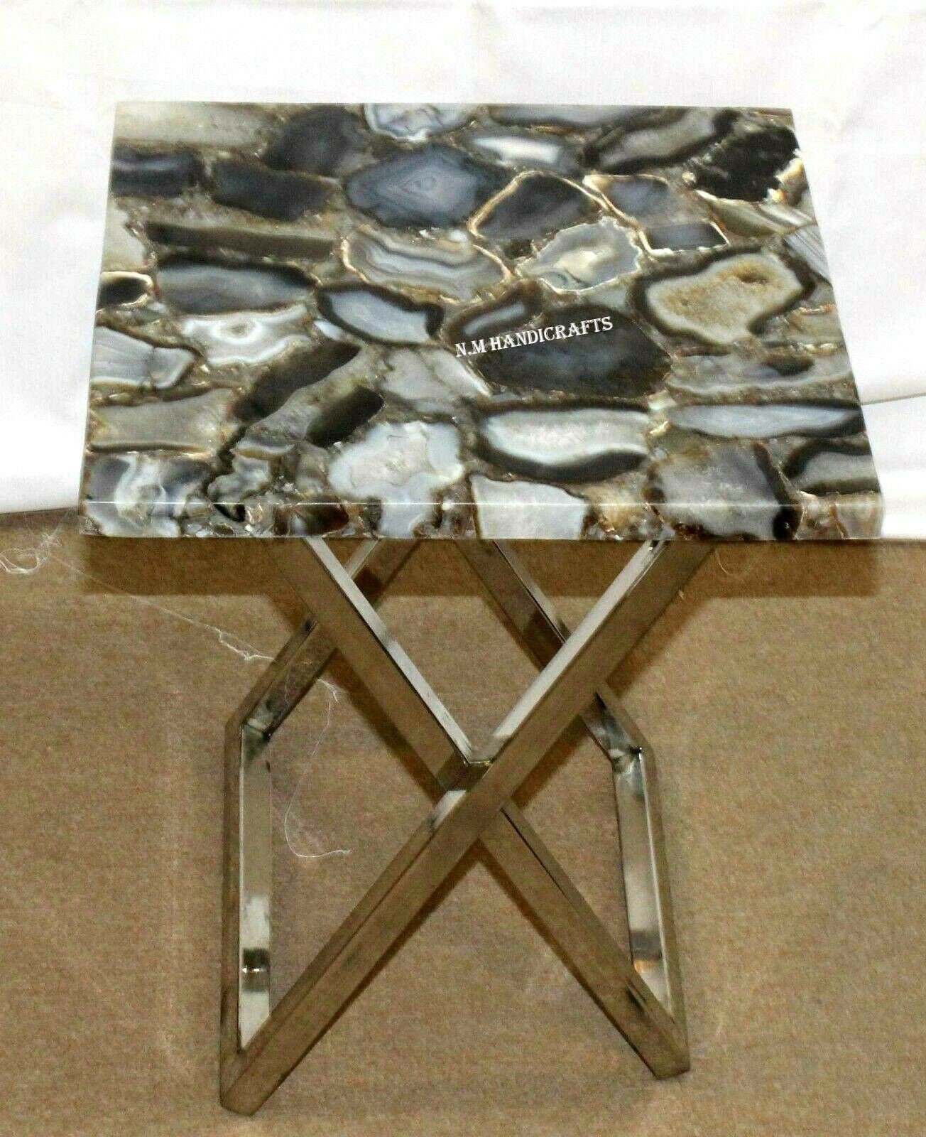 Natural Agate Stone Coffee Table Top, Mid Century Coffee & End Table, Agate Stones Marquetry, Decorative Design, Home Decor, Family Gift