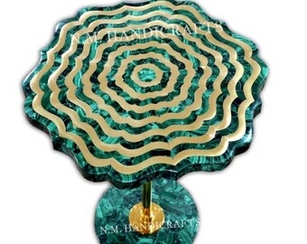 Malachite Side Table, Malachite End Table, Natural Gemstone Table, Centre Table, Malachite Furniture, Malachite Coffee Table, Brass Table