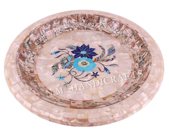 Marble Dry Fruit Bowl, Mother Of Pearl Shell & Abalone Shell Inlaid, Snack Bowl, Serving Bowl, Marble Serve ware, Serving Bowl