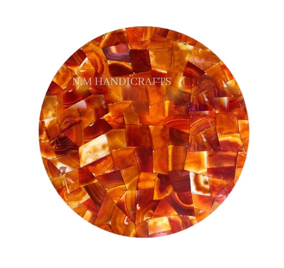 Red Stone Table Top, Onyx Table Top,  Stone Coffee & End Table, Gems Stones Marquetry, Decorative Design, Home Decor, Family Gift