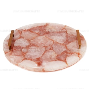 Rose Quartz Serving Tray, Pink Quartz Serve ware, Gemstone Tray, Kitchen Tray, Serving Platter, Bar Trays, Kitchen Accessory, Home Décor
