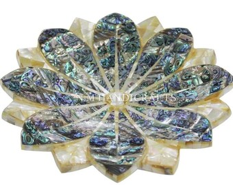 Lotus Shell Bowl, Abalone Shell Inlaid, Mother Of Pearl Inlaid, Snack Bowl, Serving Bowl, Marble Serve ware, Serving Bowl, Dry Fruit Bowl