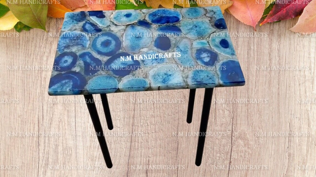 Blue Agate Table Top Agate Coffee Table Agate Side & End Etsy